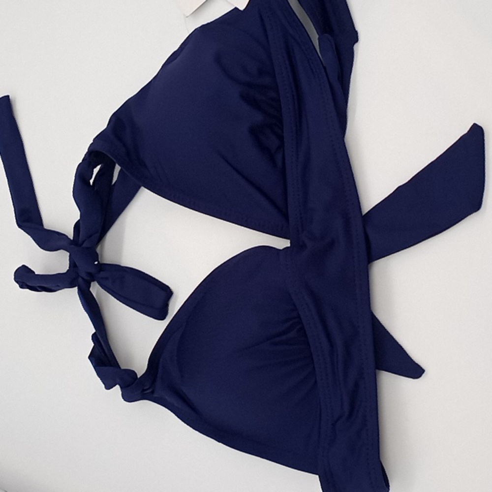 Luckyβ Brand Spring Romantic Halter Bikini Top Navy Blue S